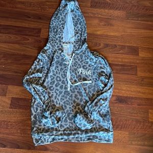 Excellent Pink Hoodie Animal Print Small